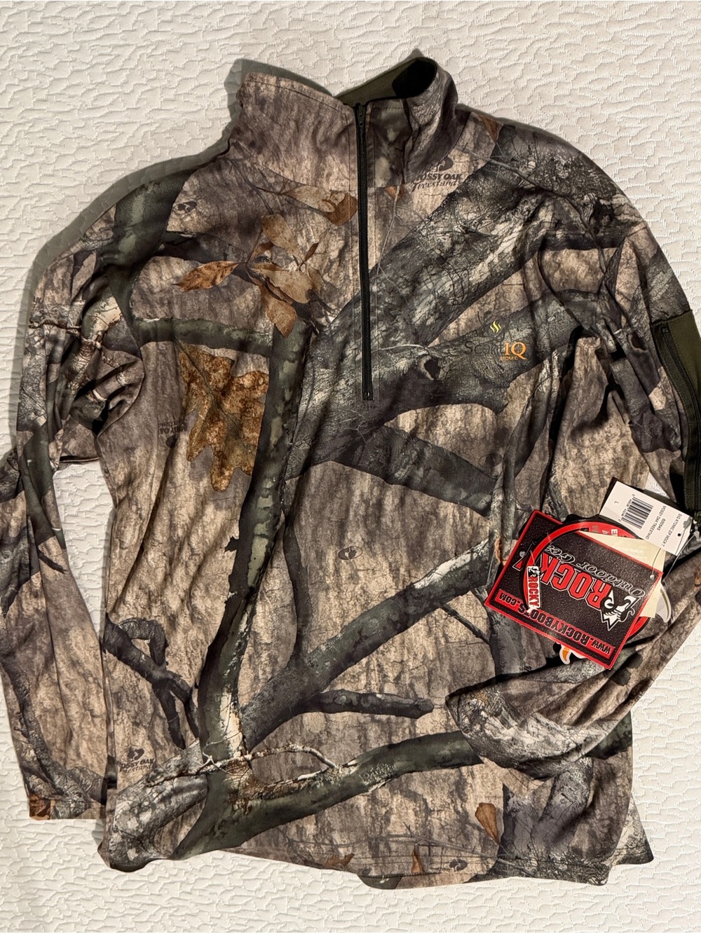 NWT Rocky SIQ Atomic 1/4 Zip Mock Hunting Shirt Mens Large Mossy Oak Treestand